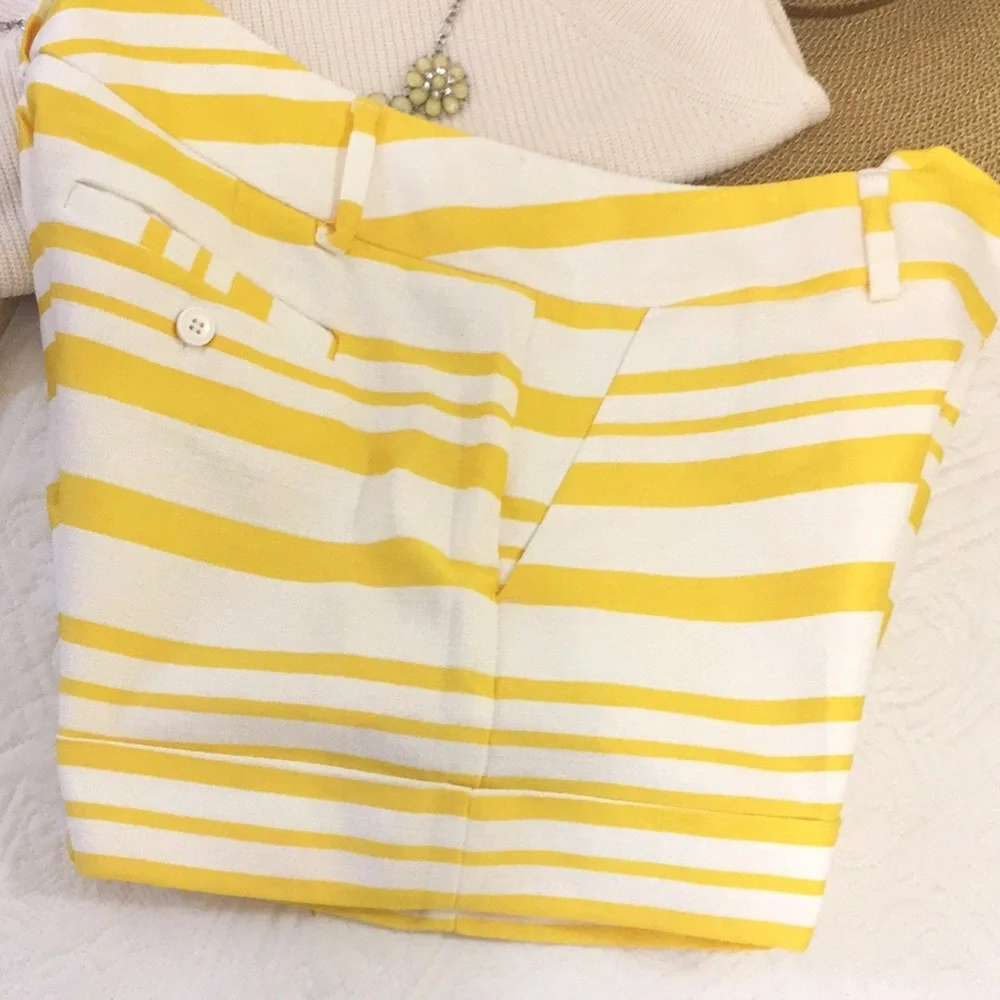New York & Co. Yellow Striped Shorts